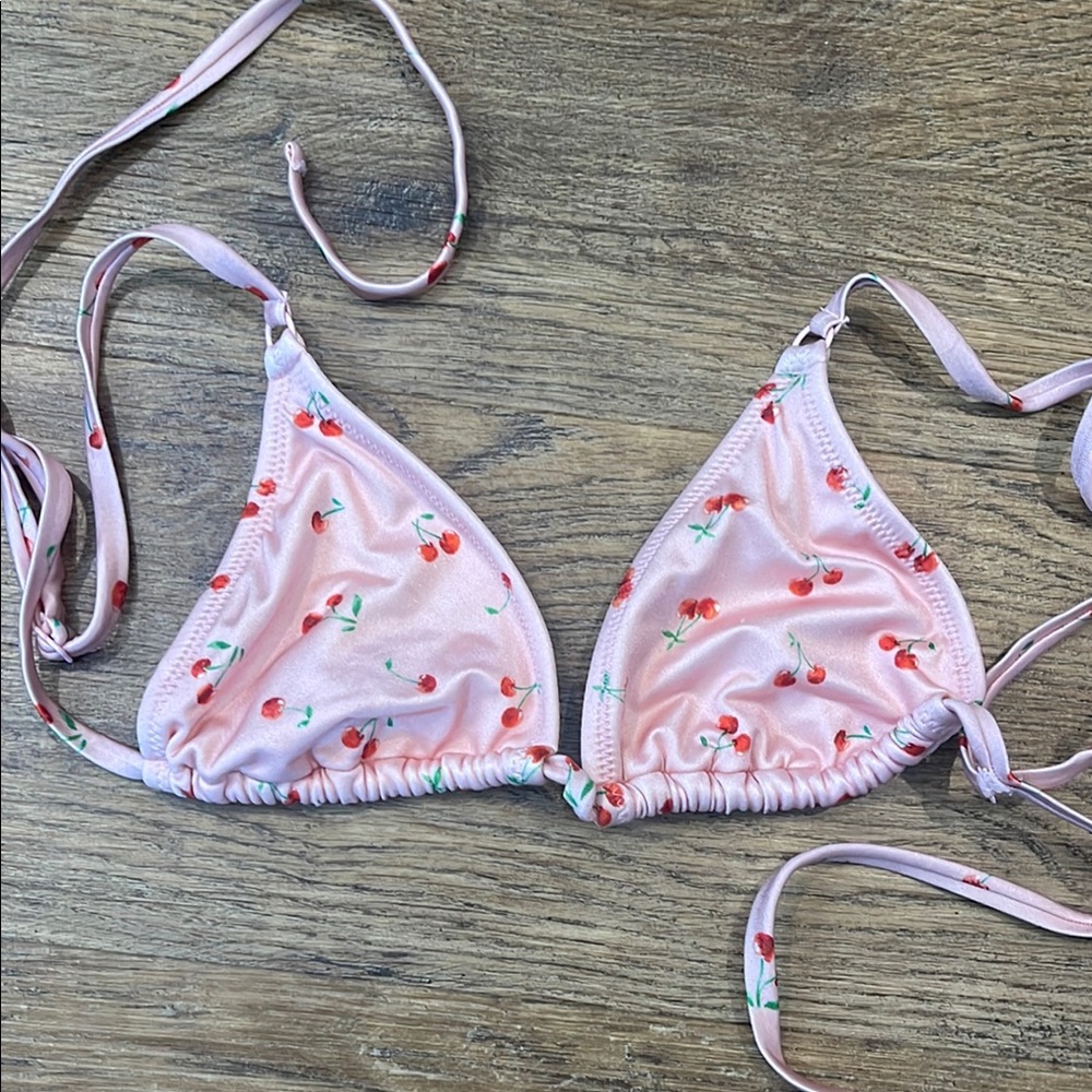 La Hearts Light Pink Cherry Bikini Top